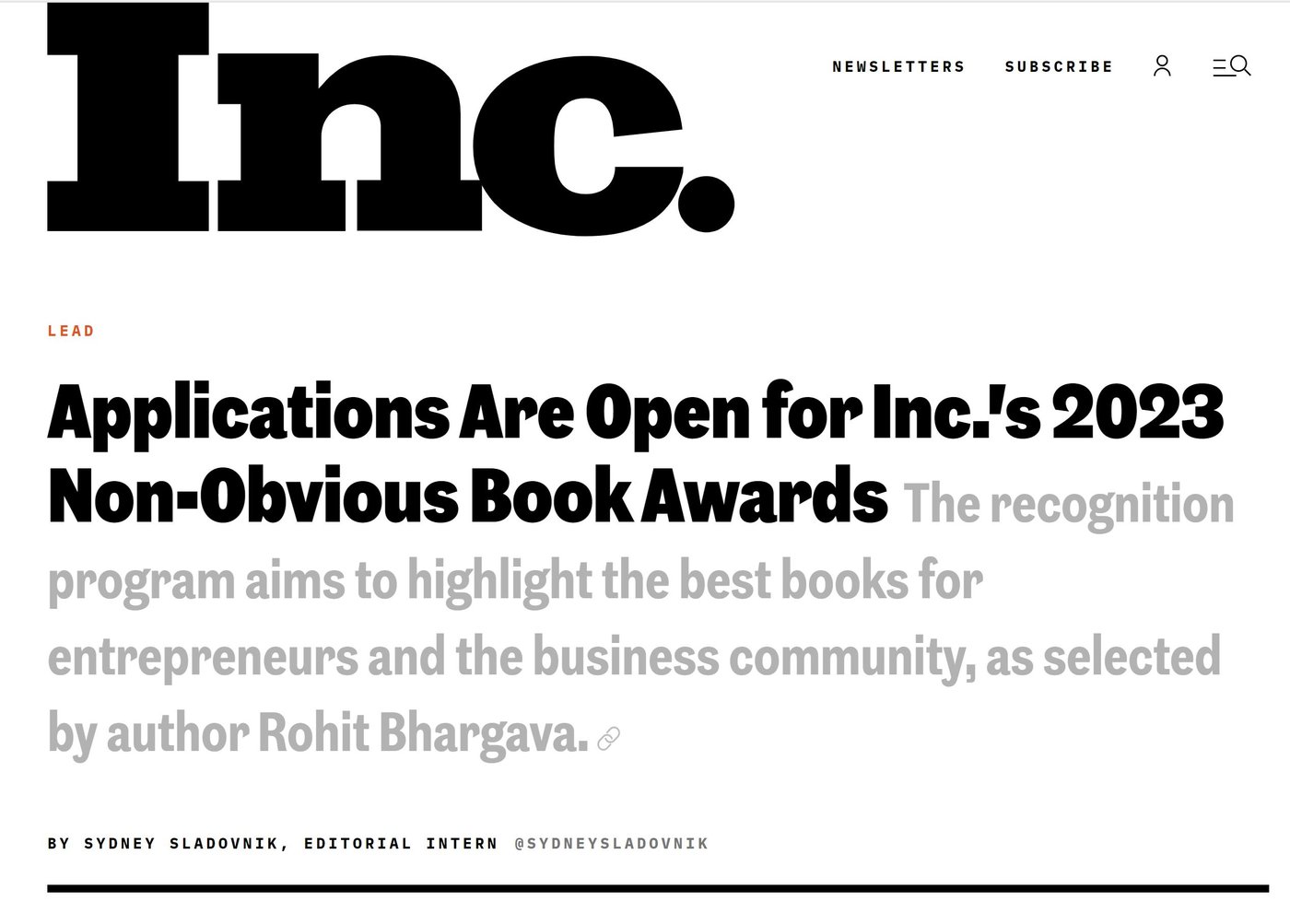 Introducing the Inc Magazine Non-Obvious Book Awards